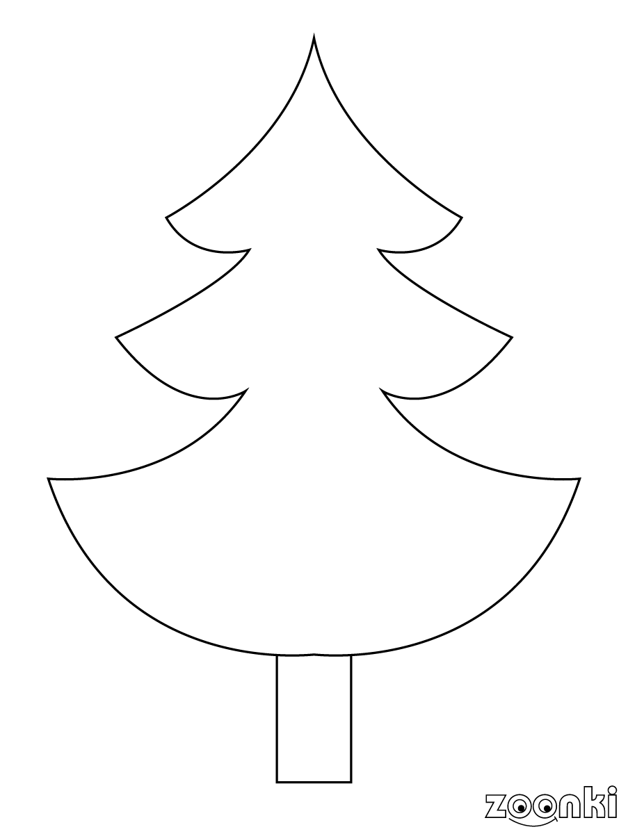 zoonki plain black & white Christmas tree for coloring