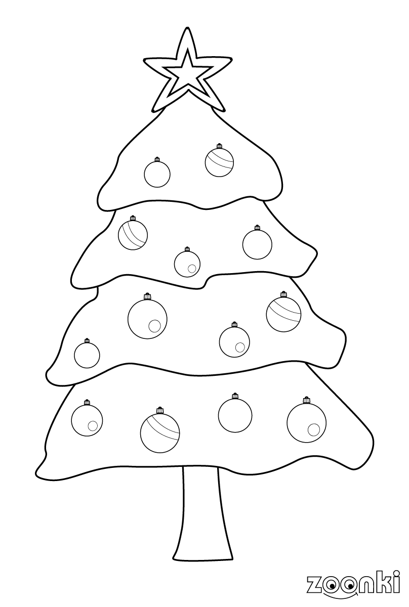 zoonki black & white Christmas tree for coloring