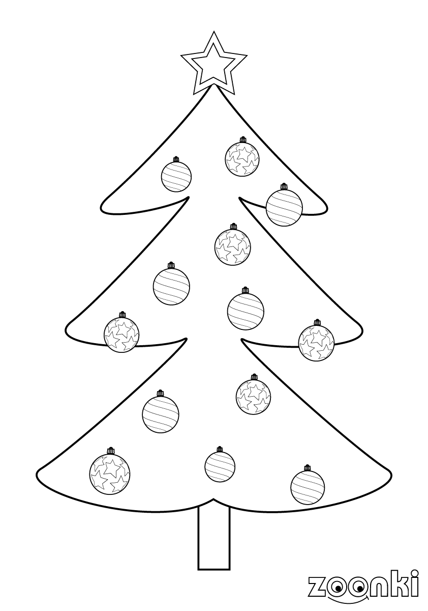zoonki black & white Christmas tree for coloring