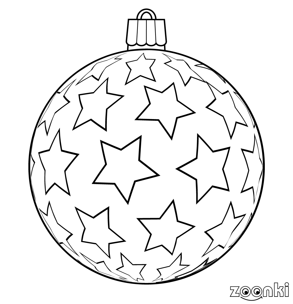 zoonki black & white Christmas bauble for coloring