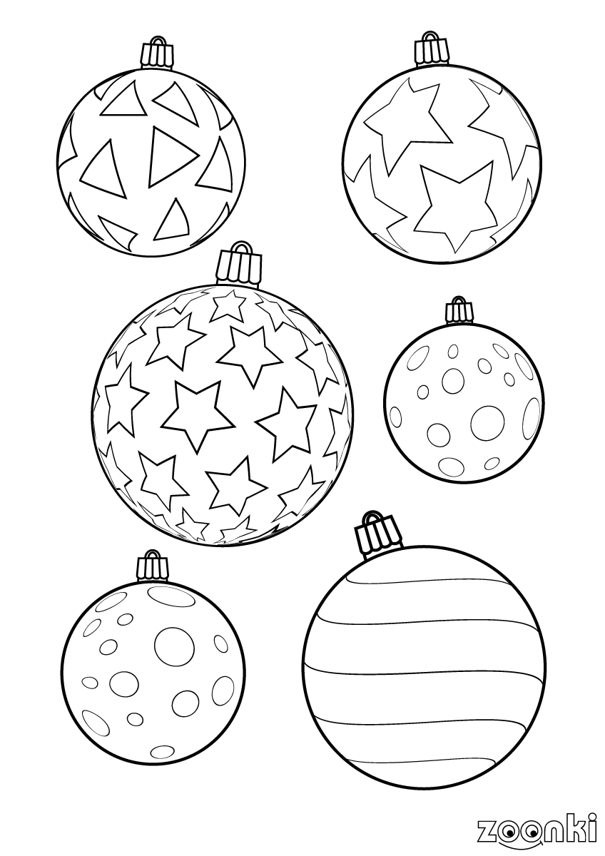 zoonki black & white Christmas baubles for coloring