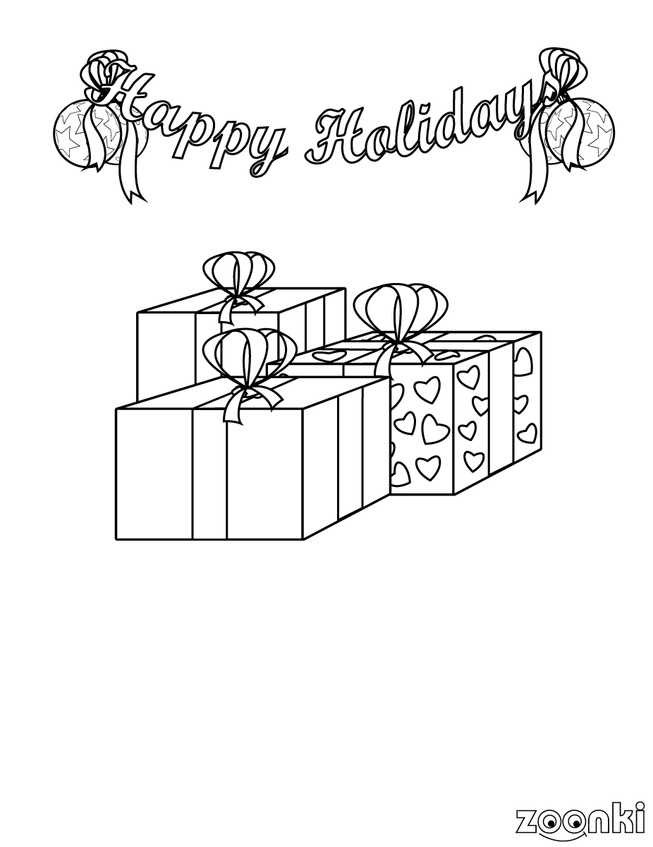 zoonki black & white happy holidays for coloring