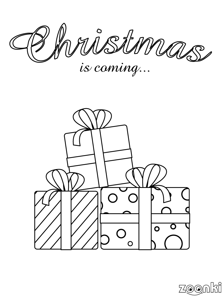 zoonki black & white Christmas is coming coloring pages