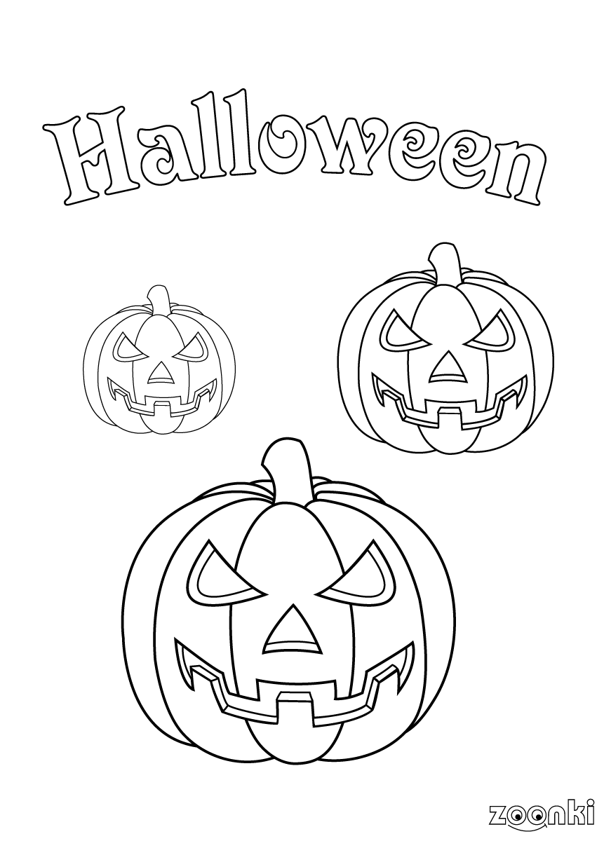 zoonki black & white 3 halloween pumpkins for coloring