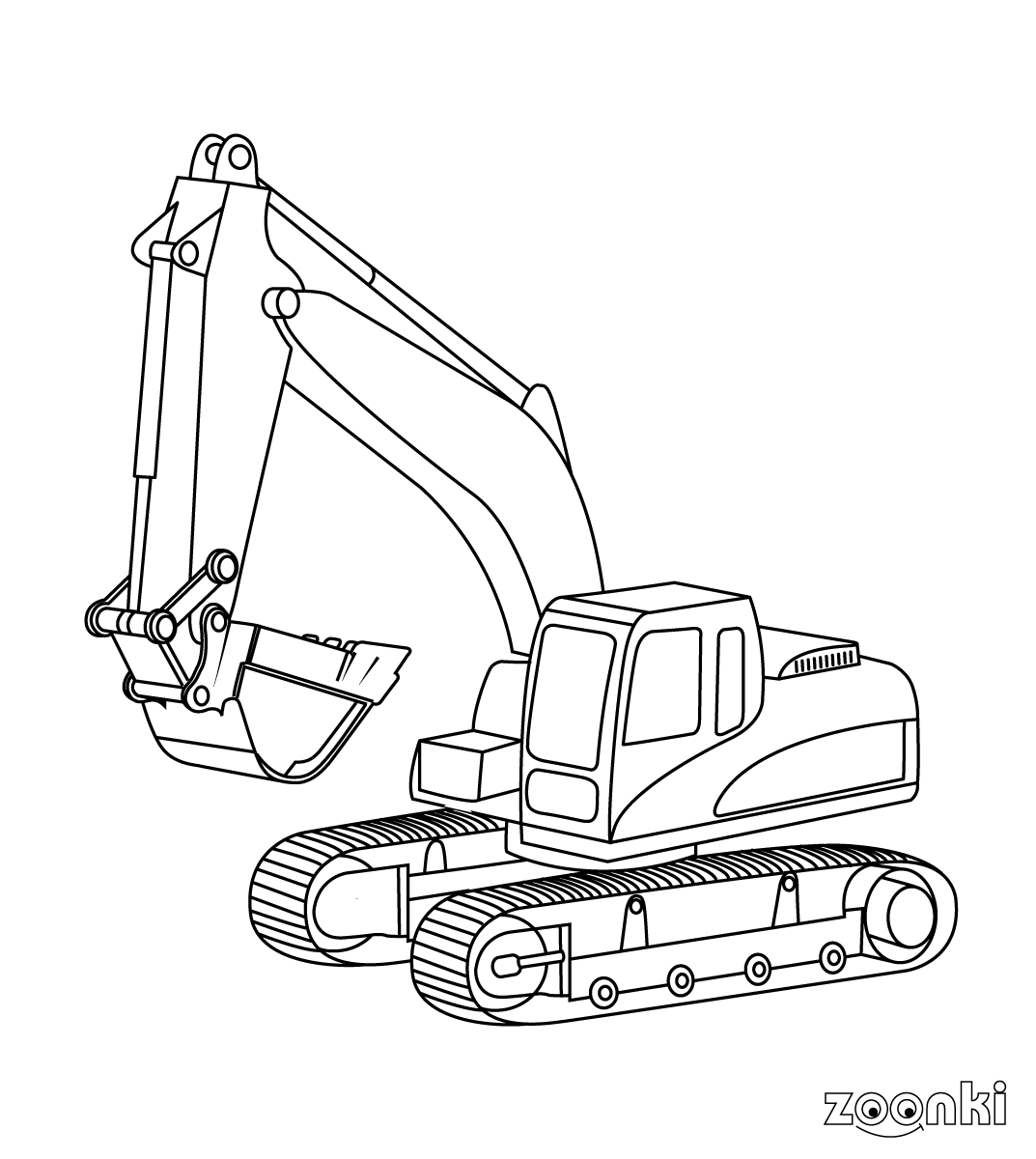 zoonki black & white excavator - digger for coloring