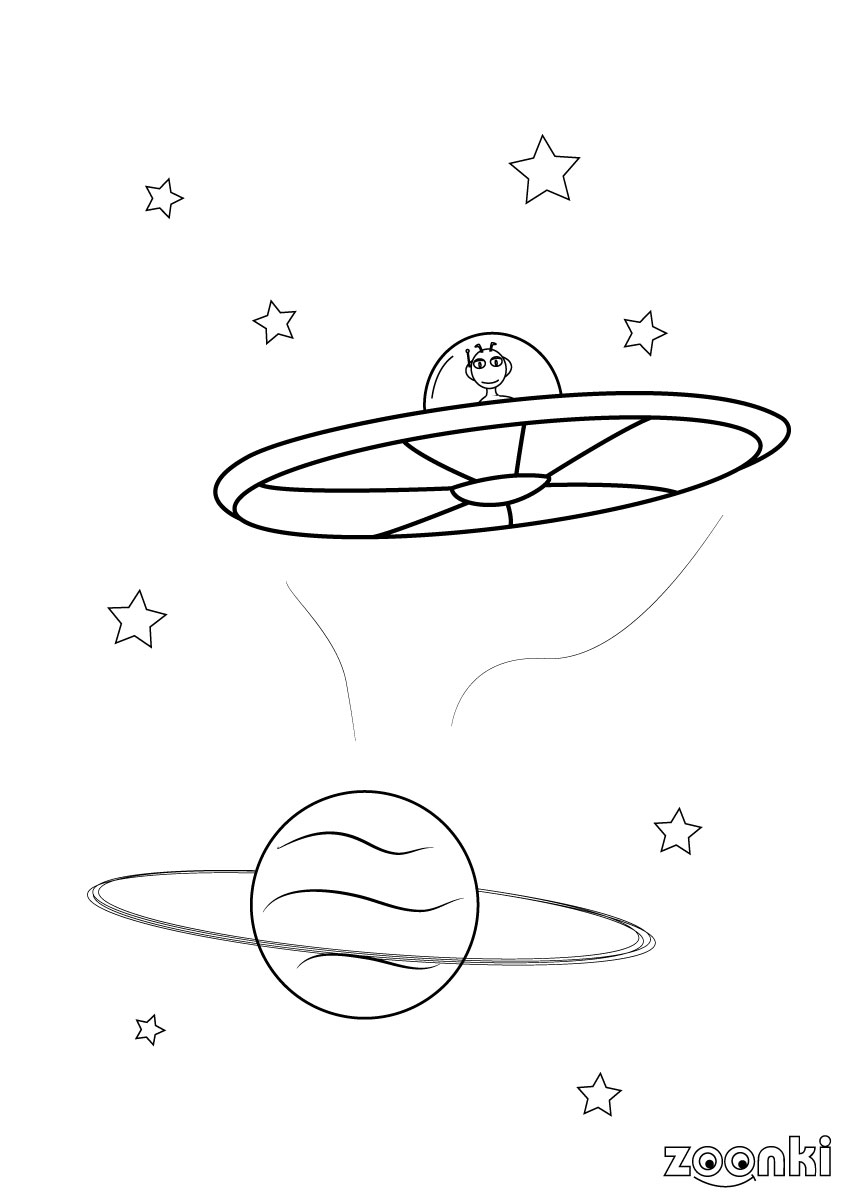 Coloring pages - alien and UFO - 001 - zoonki