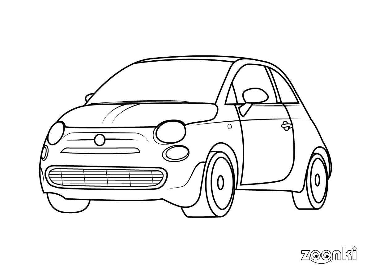Coloring pages - car fiat 500 - 001 - zoonki