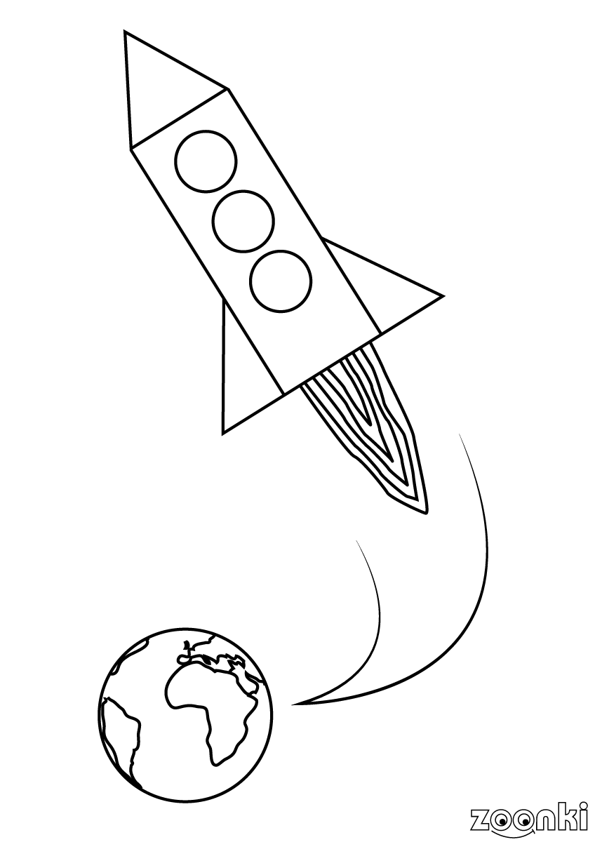 Coloring pages - rocket from earth - zoonki