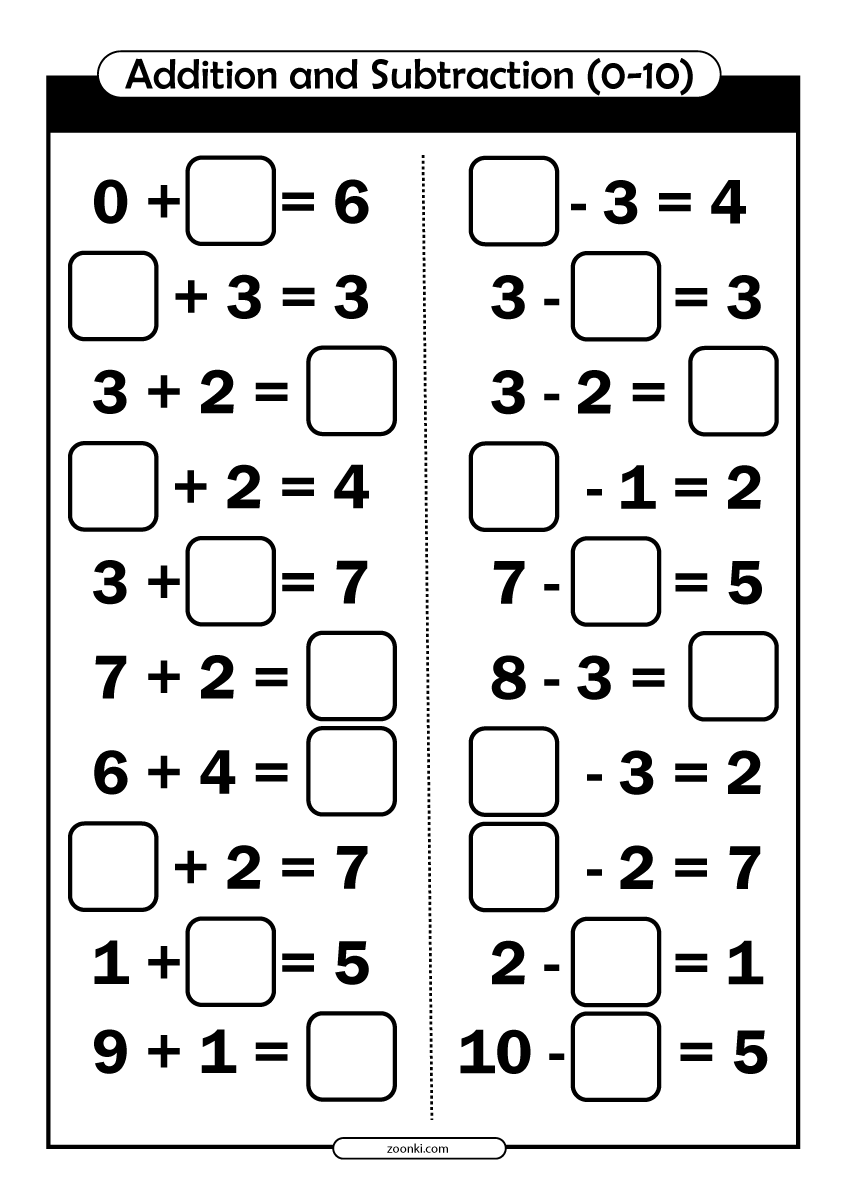 Math Exercise - addition and subtraction up to 10 - zoonki - 002