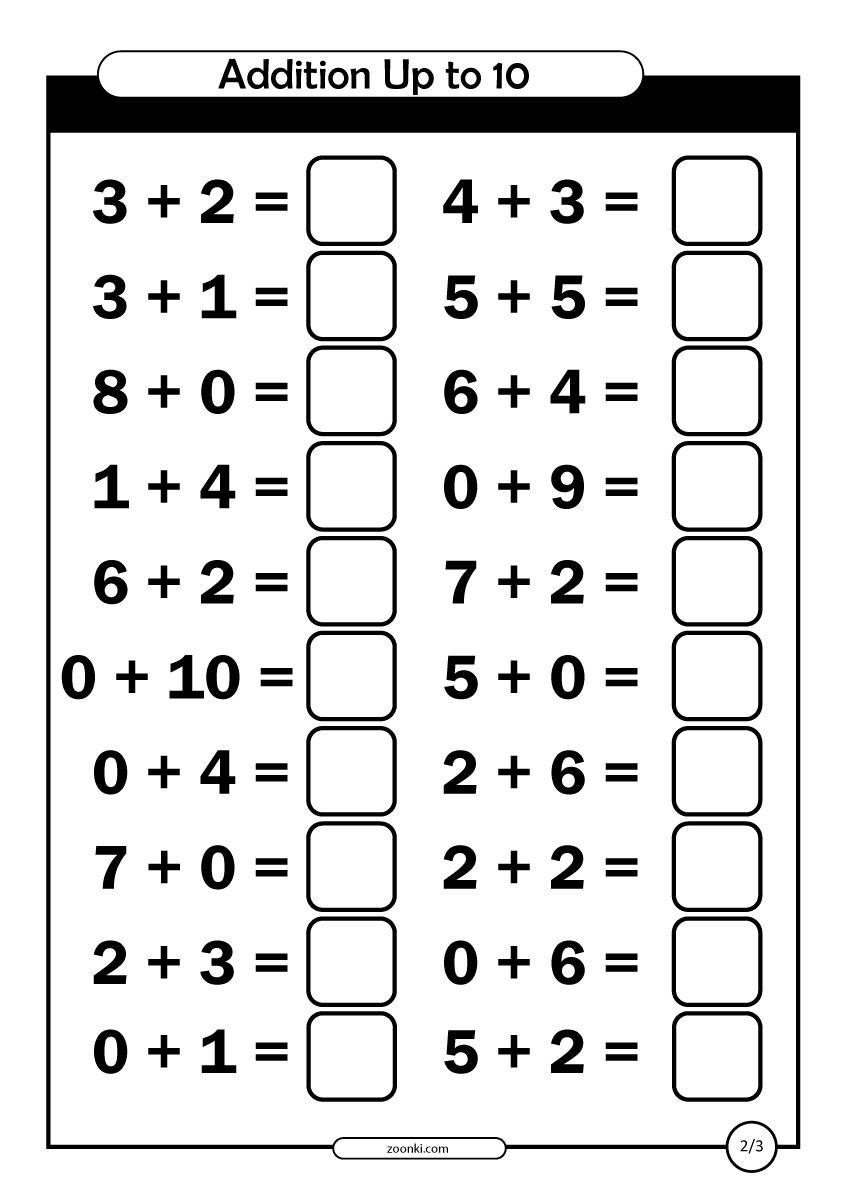 Math Exercise - addition up to 10 - zoonki - page 2 of 3