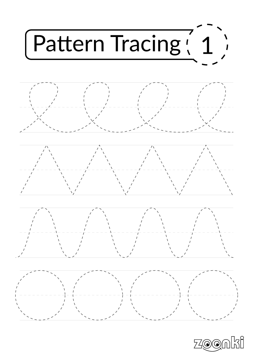 Pattern tracing activity for kids - 001 - zoonki