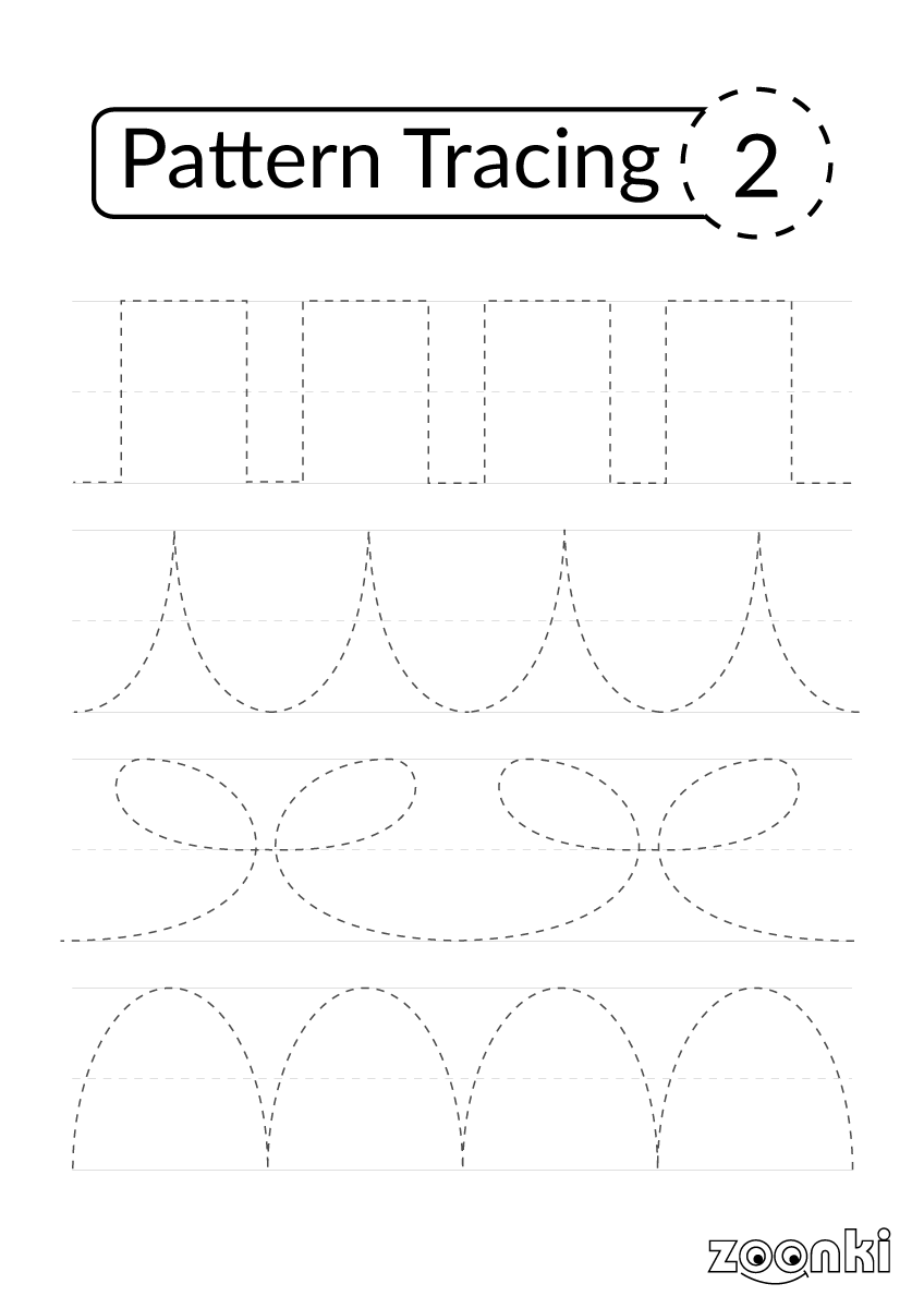 Pattern tracing activity for kids - 002 - zoonki