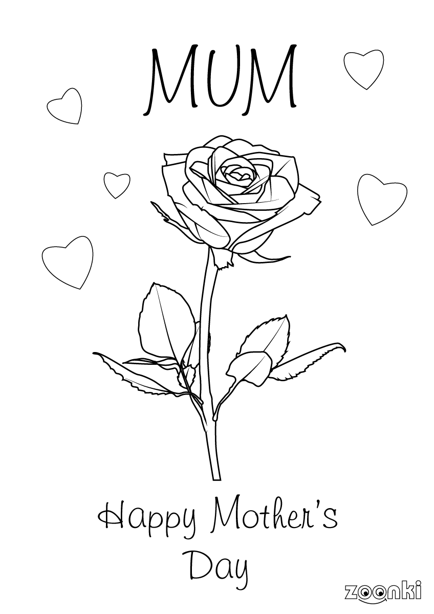 Free colouring pages - mother's day card - zoonki.com
