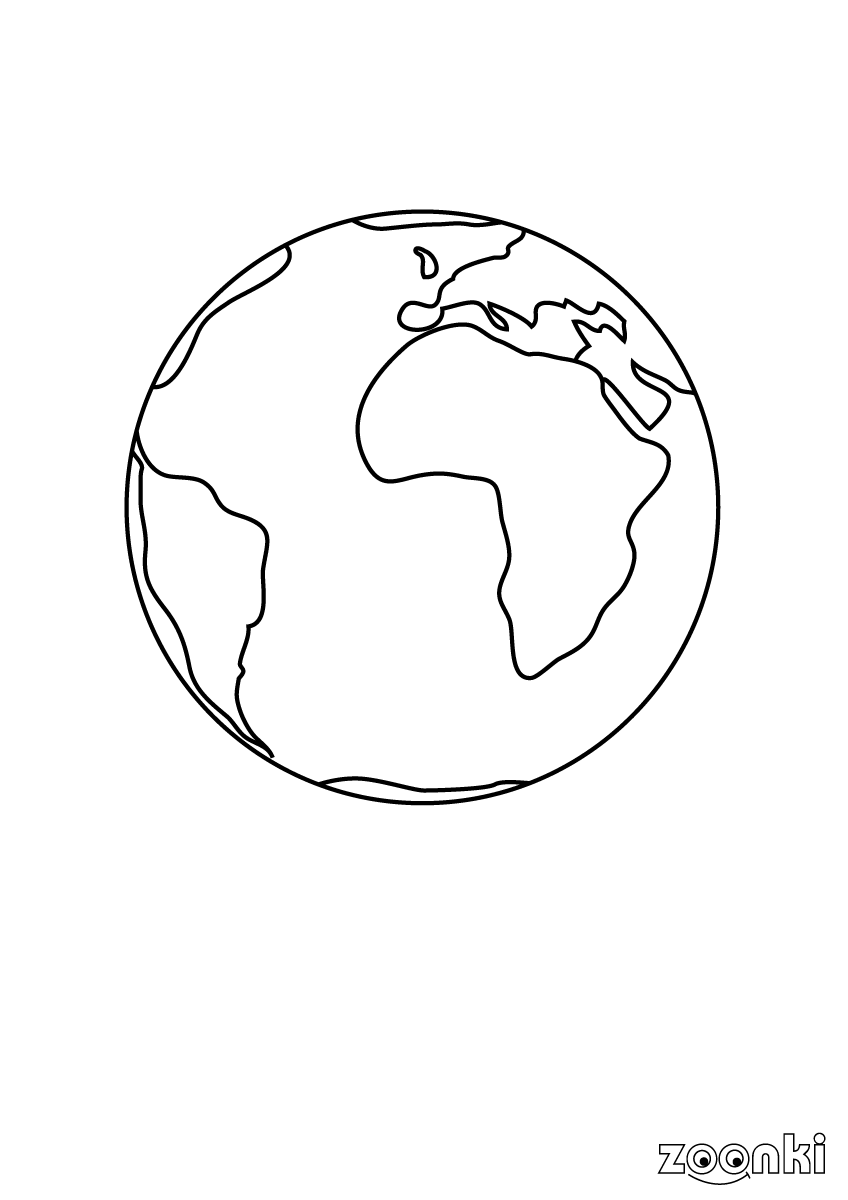 Free colouring pages - planet Earth - zoonki.com