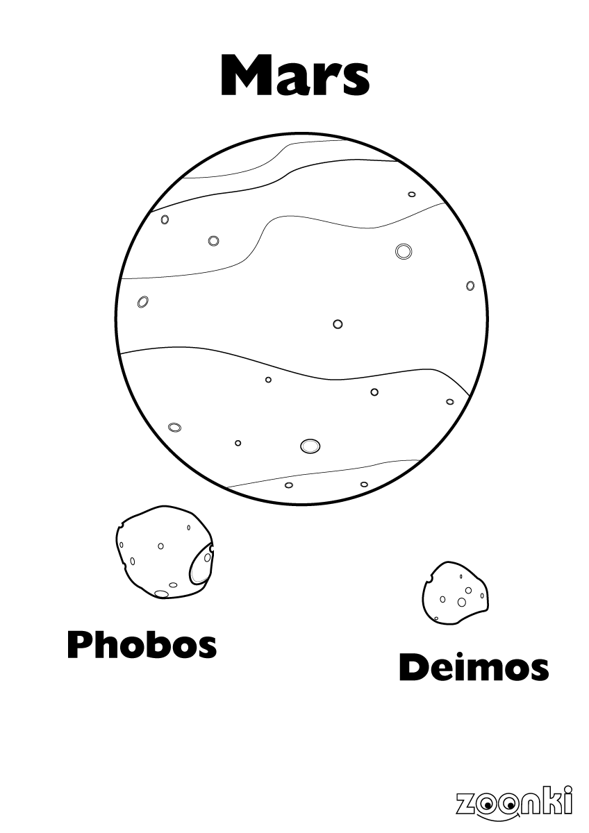 Free colouring pages - planet mars and moons - zoonki.com