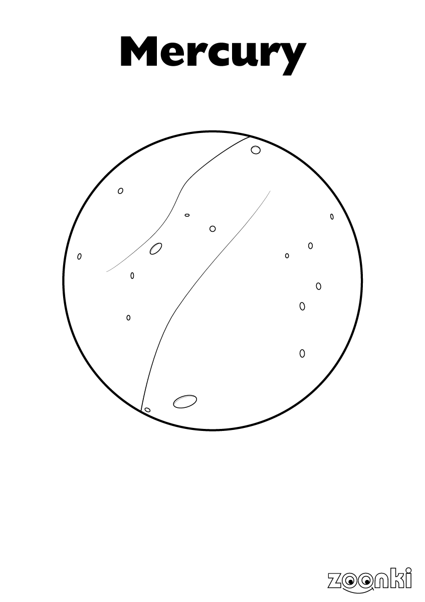 Free colouring pages - Planet Mercury - zoonki.com