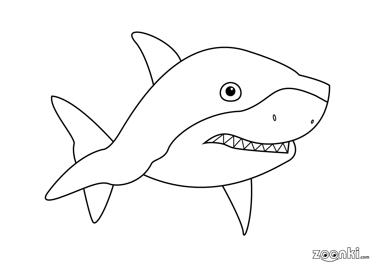 Free colouring pages - shark - 001 - zoonki.com