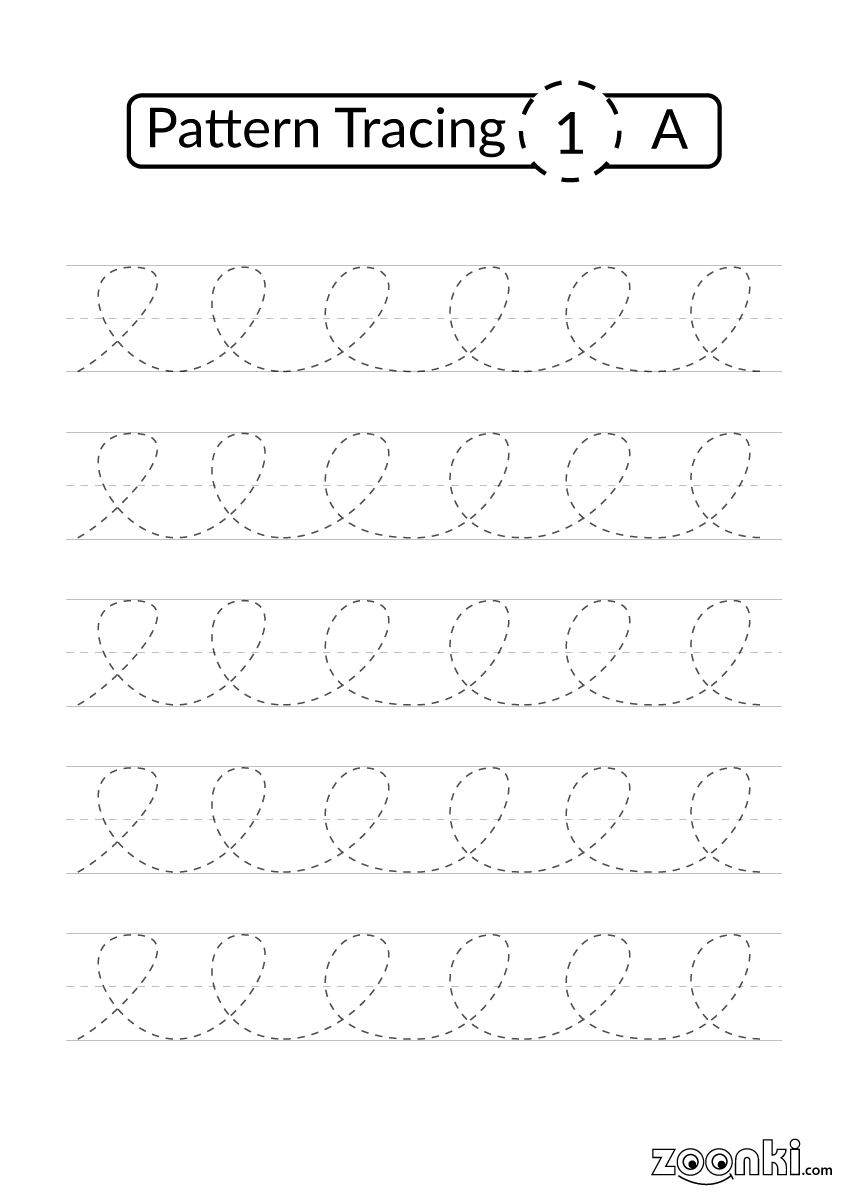 Pattern tracing activity for kids - 001 - A - zoonki