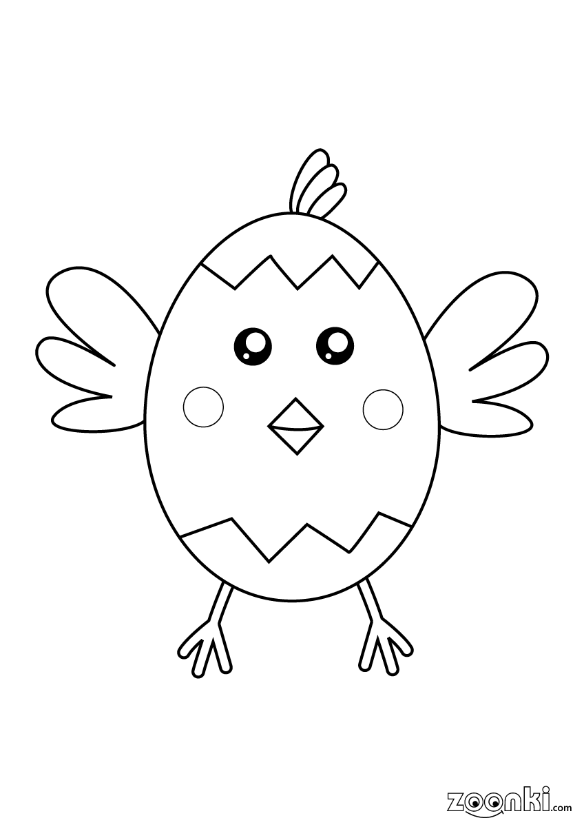 Free colouring pages, cute Easter chicken | zoonki.com