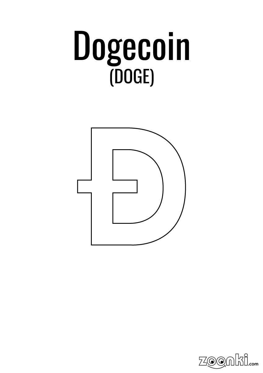 Free colouring pages - colour cryptocurrency symbol - Dogecoin (doge) | zoonki.com