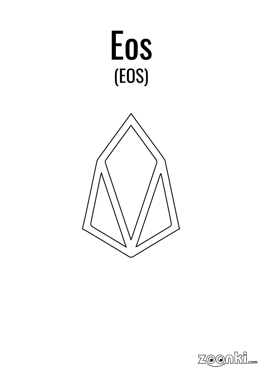 Free colouring pages - colour cryptocurrency symbol - Eos (EOS) | zoonki.com