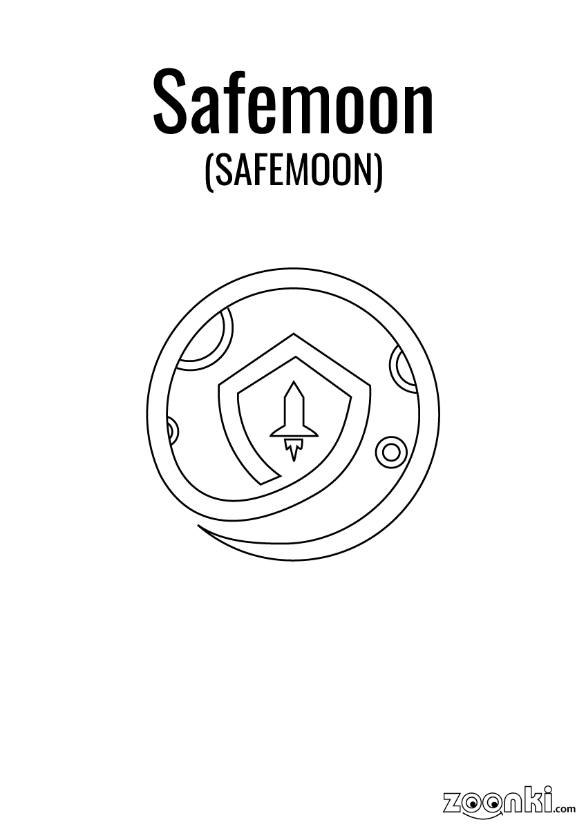 Free colouring pages - colour cryptocurrency symbol - Safemoon (SAFEMOON) | zoonki.com