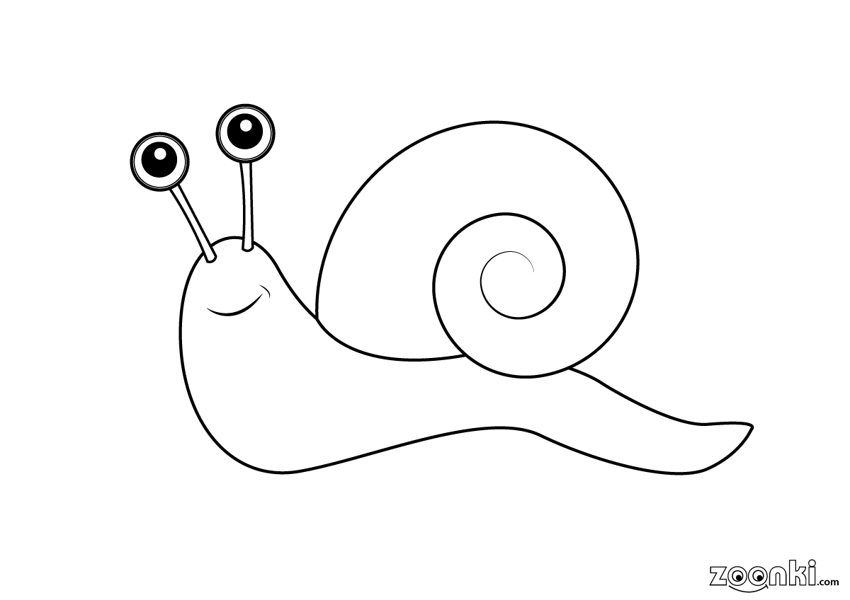 Free colouring pages - happy snail | zoonki.com