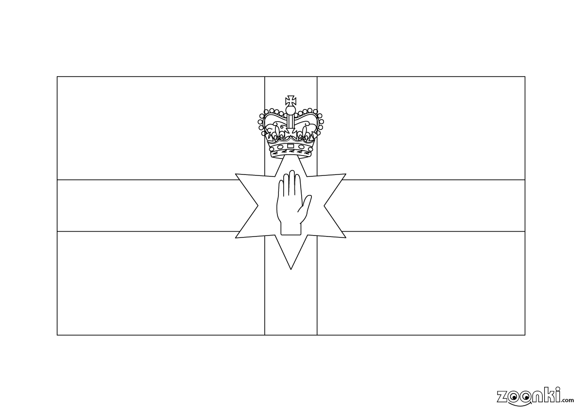 Colouring pages - zoonki flags - flag of Northern Ireland (Ulster flag) | zoonki.com
