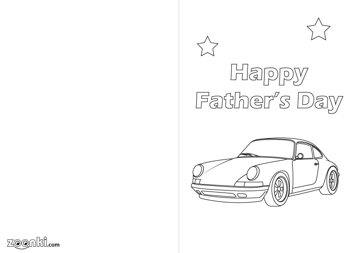 Colouring pages - Happy Father's day card - 001 - Porsche | zoonki.com