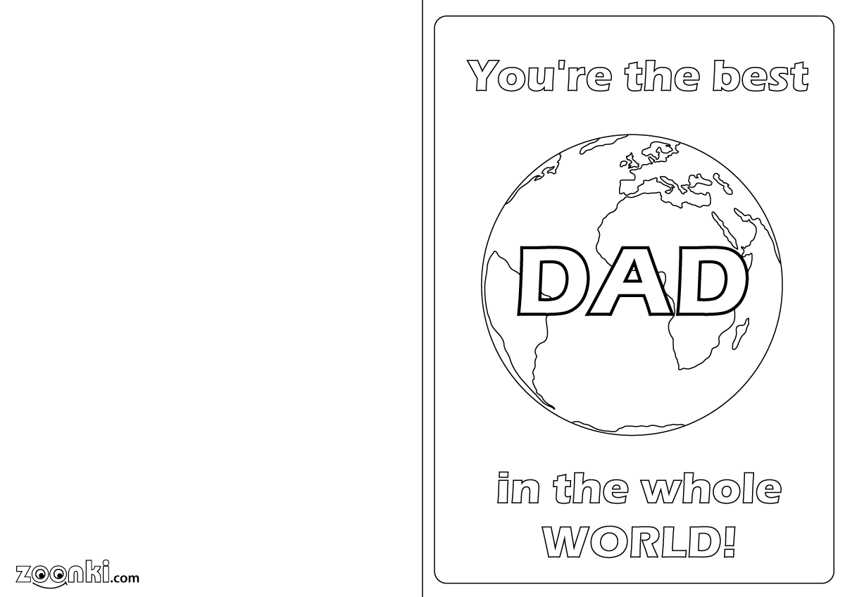 Colouring pages - Happy Father's day card - 003 - earth | zoonki.com