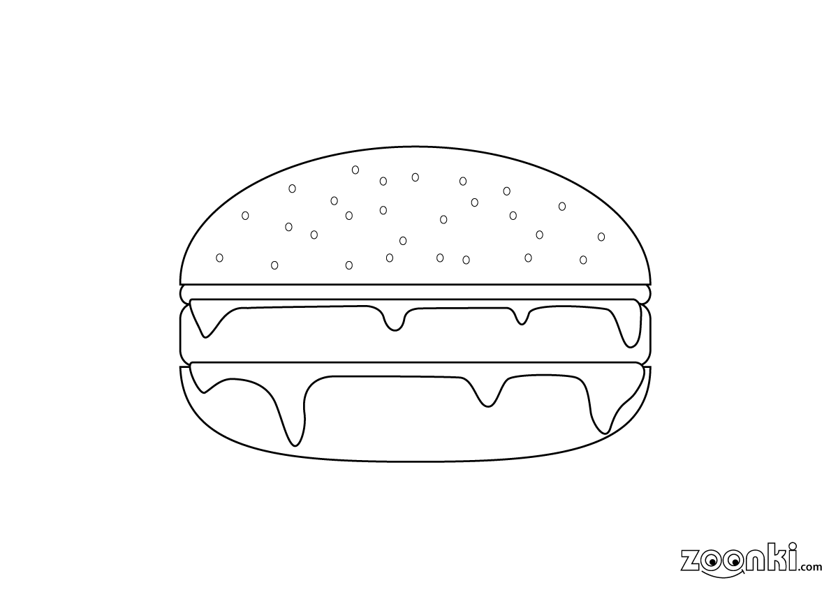 Colouring pages - Food - Hamburger 002 | zoonki.com