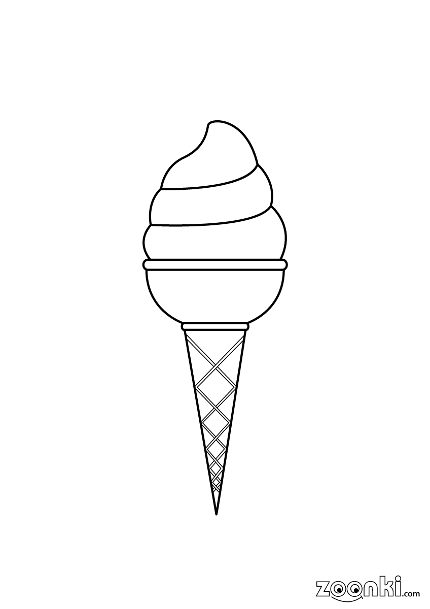 Colouring pages - Food - Ice cream 001 | zoonki.com