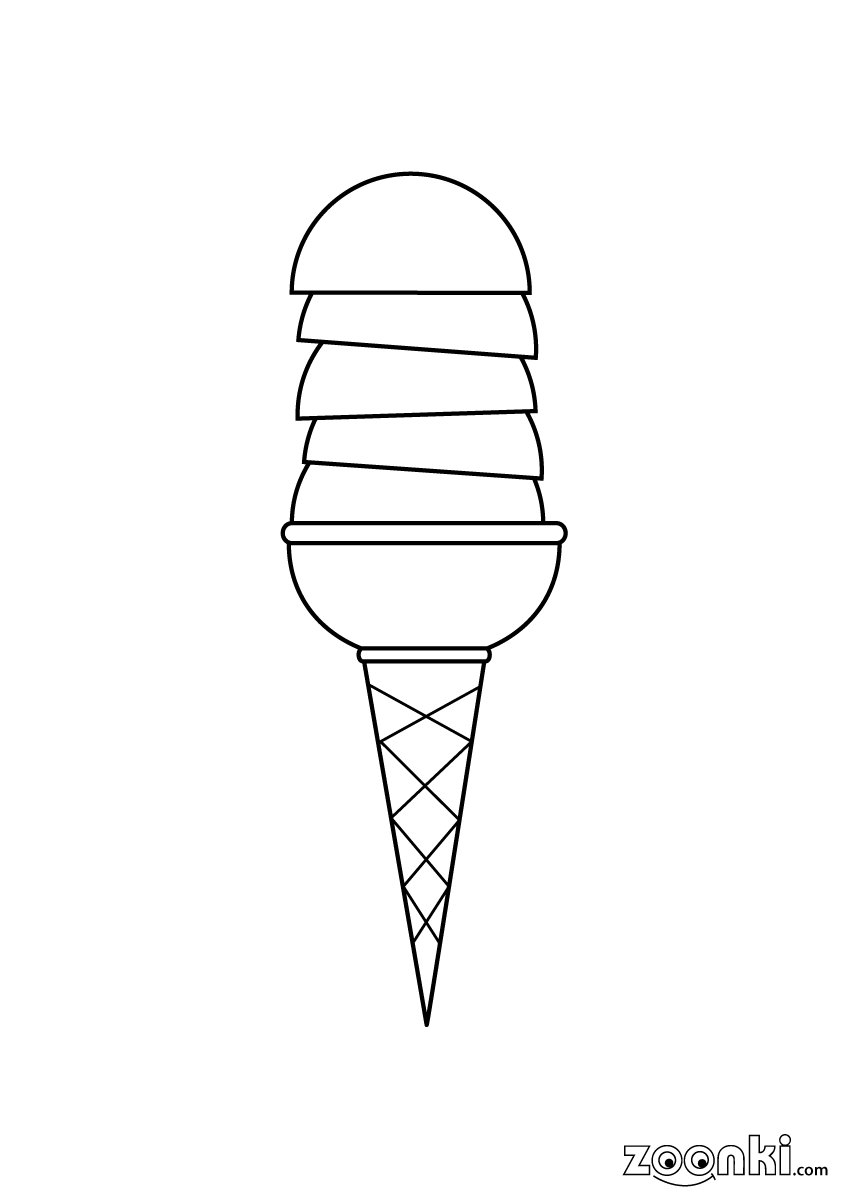 Colouring pages - Food - Ice cream 004 | zoonki.com