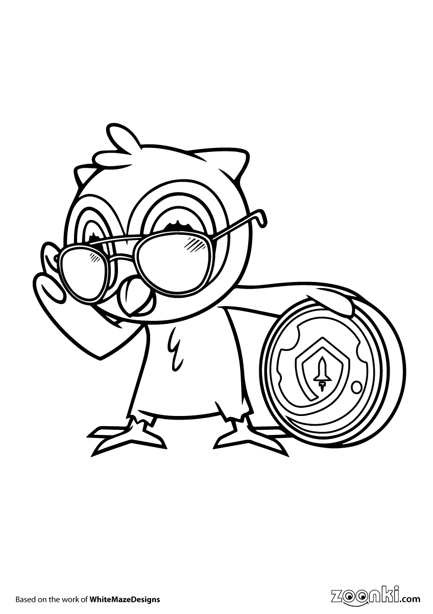 Free colouring pages - cryptocurrency - safemoon owl - 002 | zoonki.com
