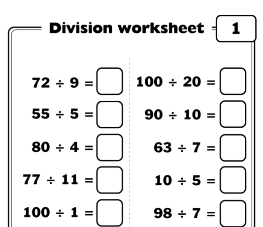 Division worksheet - practice exercise for kids - Mix numbers - 001 | zoonki.com