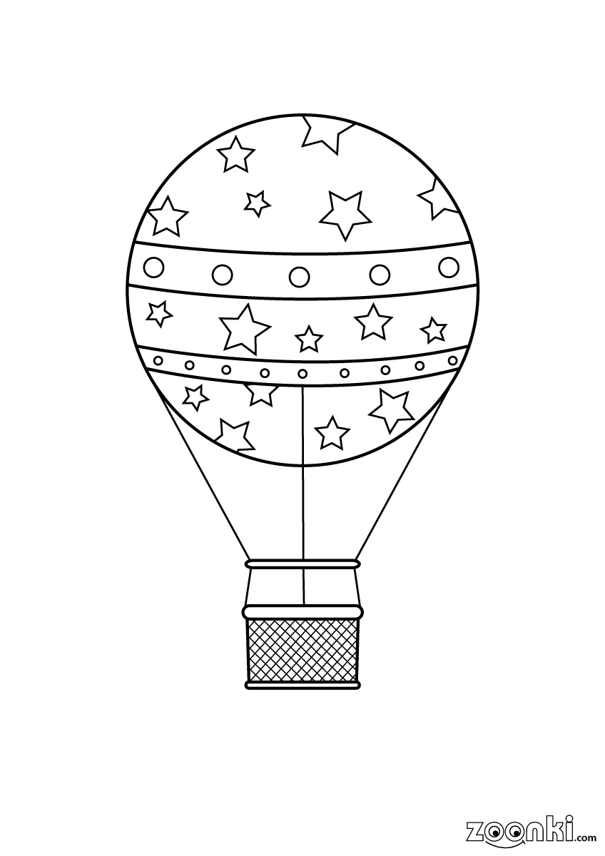 Free colouring pages - hot air balloon | zoonki.com