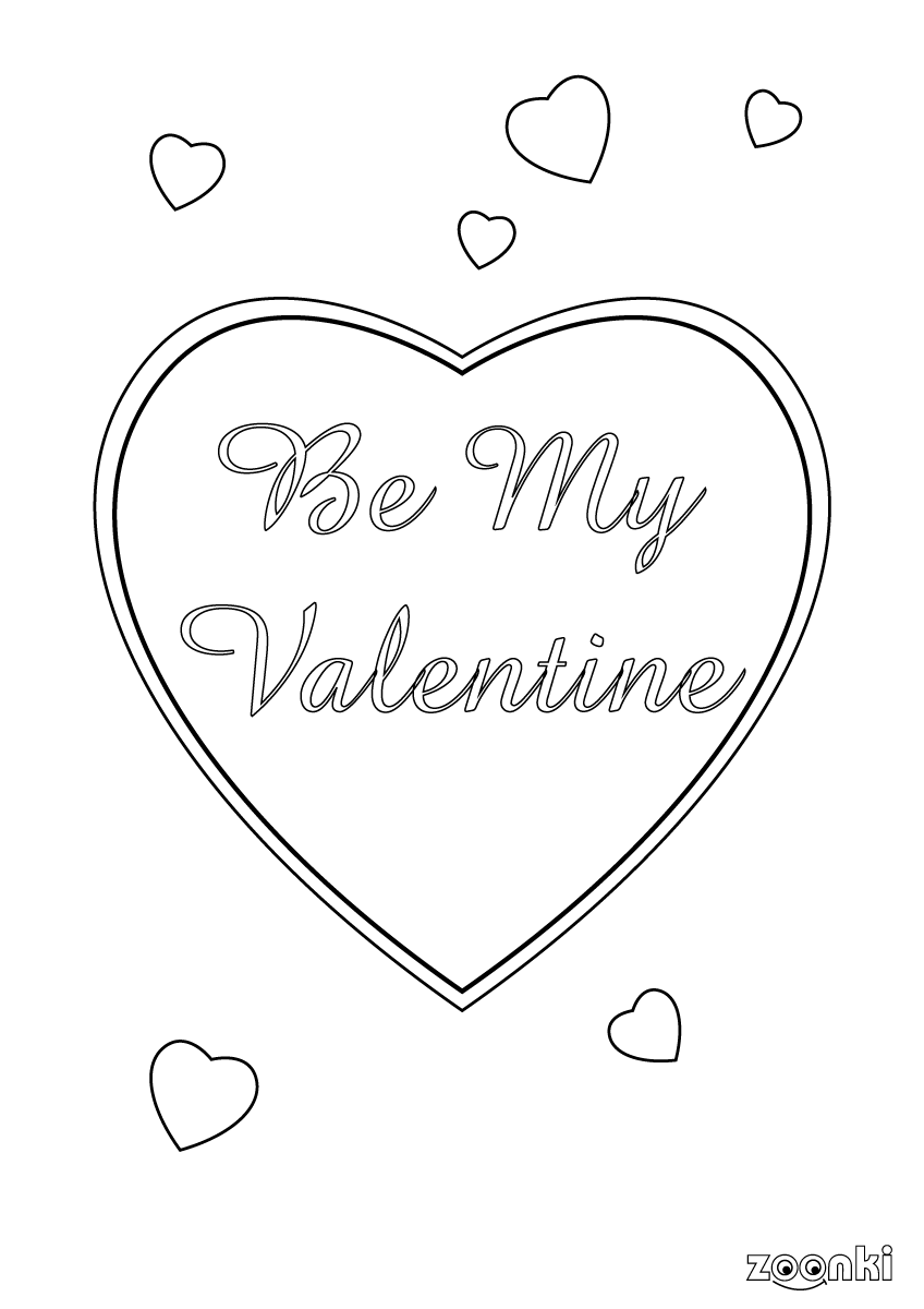 Colouring Pages - Valentine's Day - Be My Valentine 001 | zoonki.com