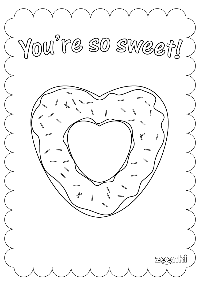 Colouring Pages - Valentine's Day - You're So Sweet - 002 | zoonki.com
