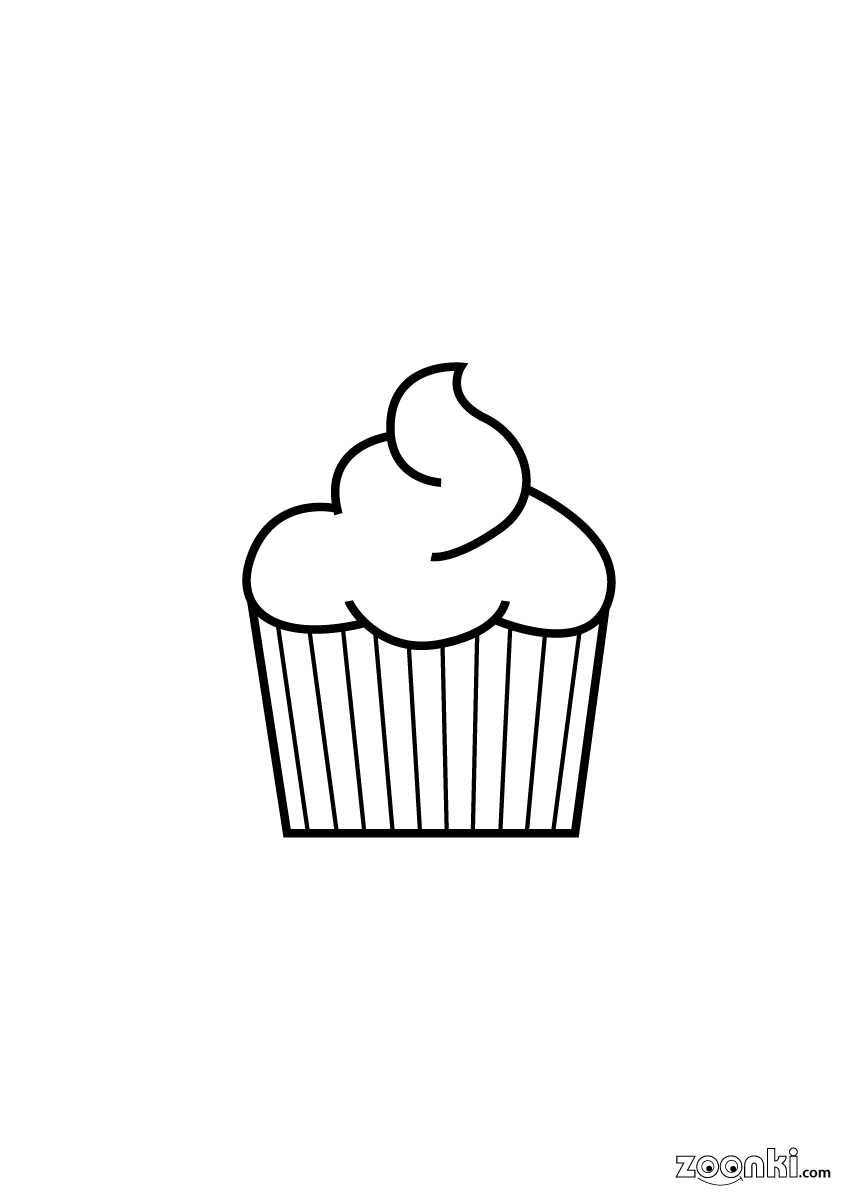 Free colouring pages - cupcake 001 | zoonki.com